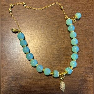 JADE and Gold Tone Bracelet Adjustable